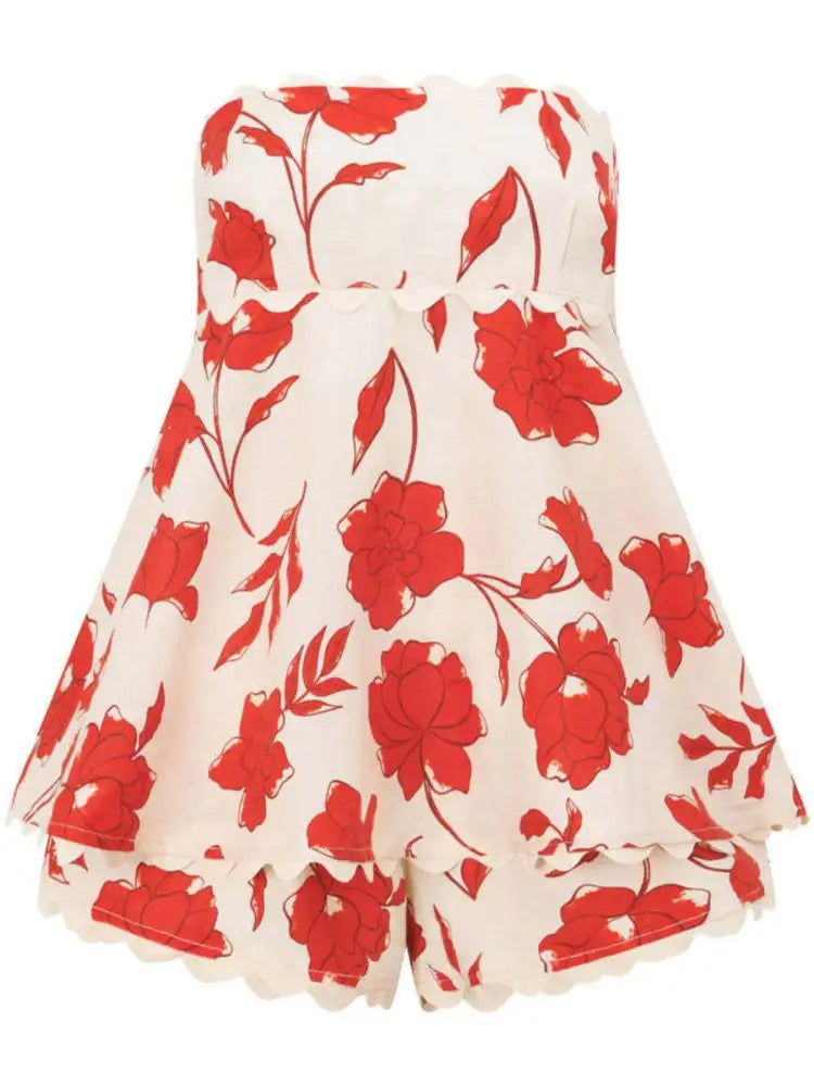 Floral Tube Top and Shorts Set