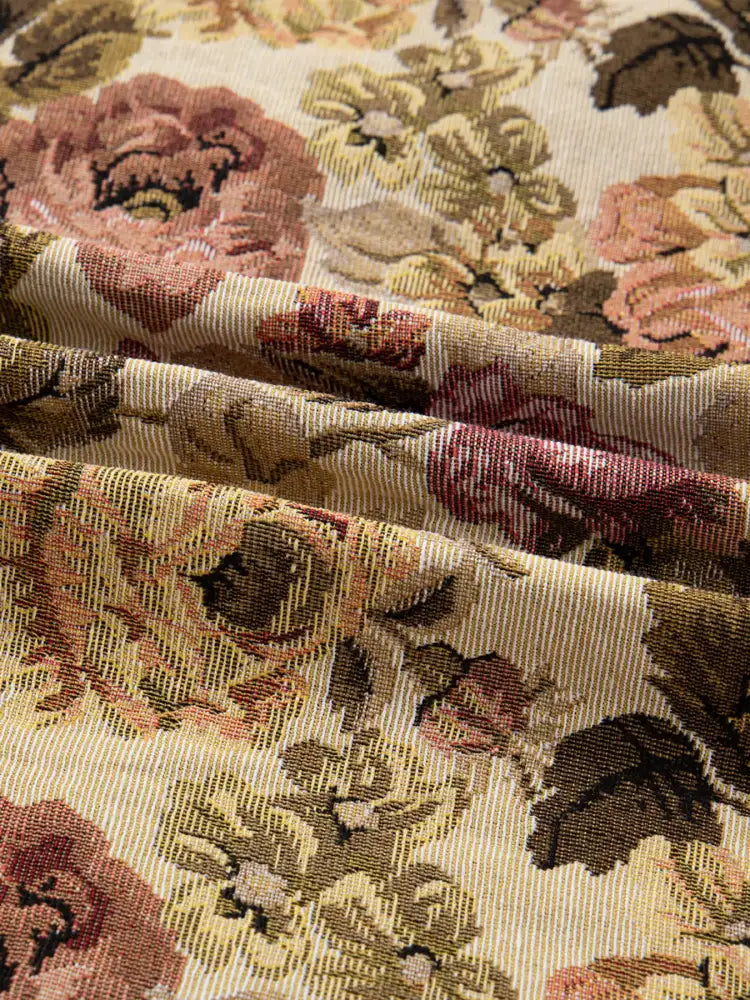 Floral Waffle Knit Patchwork Chest Pockets Buttoned Jacket