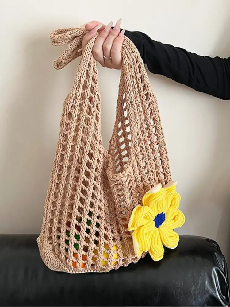 Flower Crochet Shoulder Bag