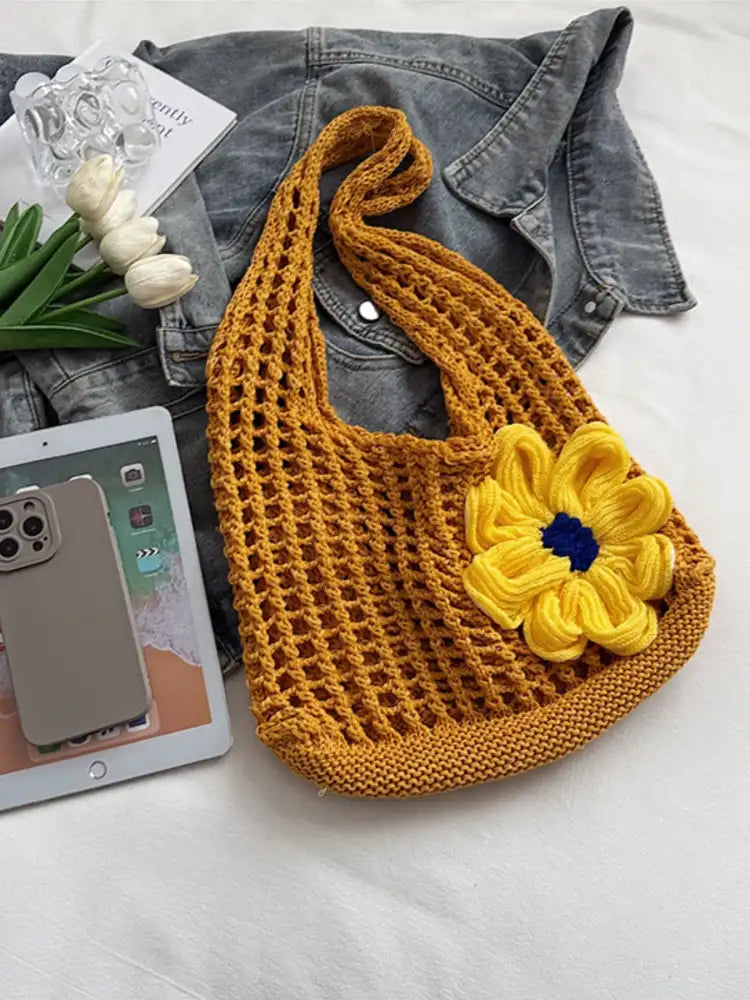 Flower Crochet Shoulder Bag