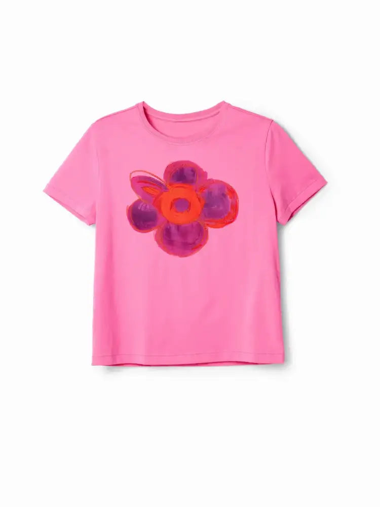 Flower Graphic Round Neck T-Shirt