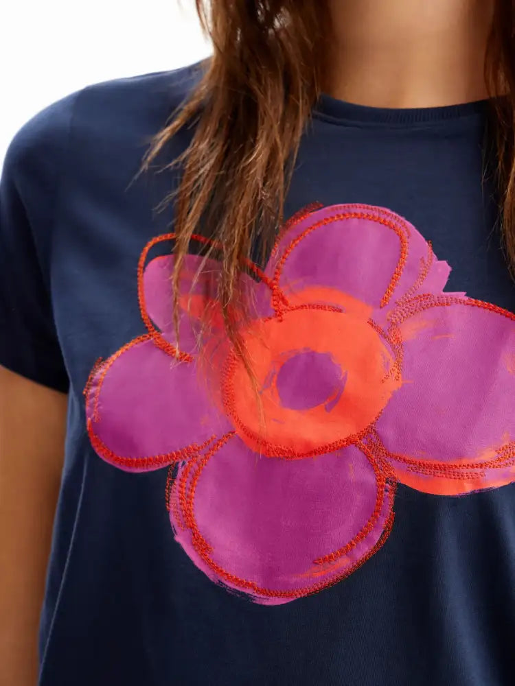 Flower Graphic Round Neck T-Shirt