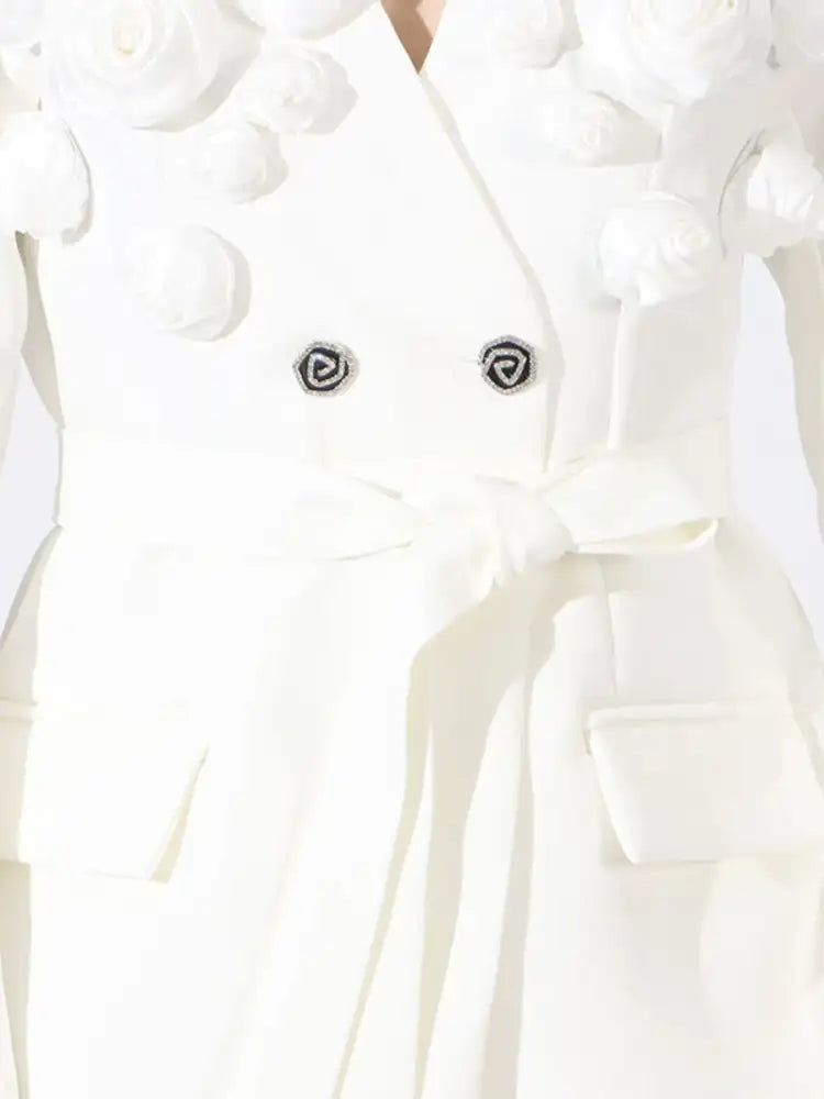 Flower Long Sleeve Blazer and Pants Set