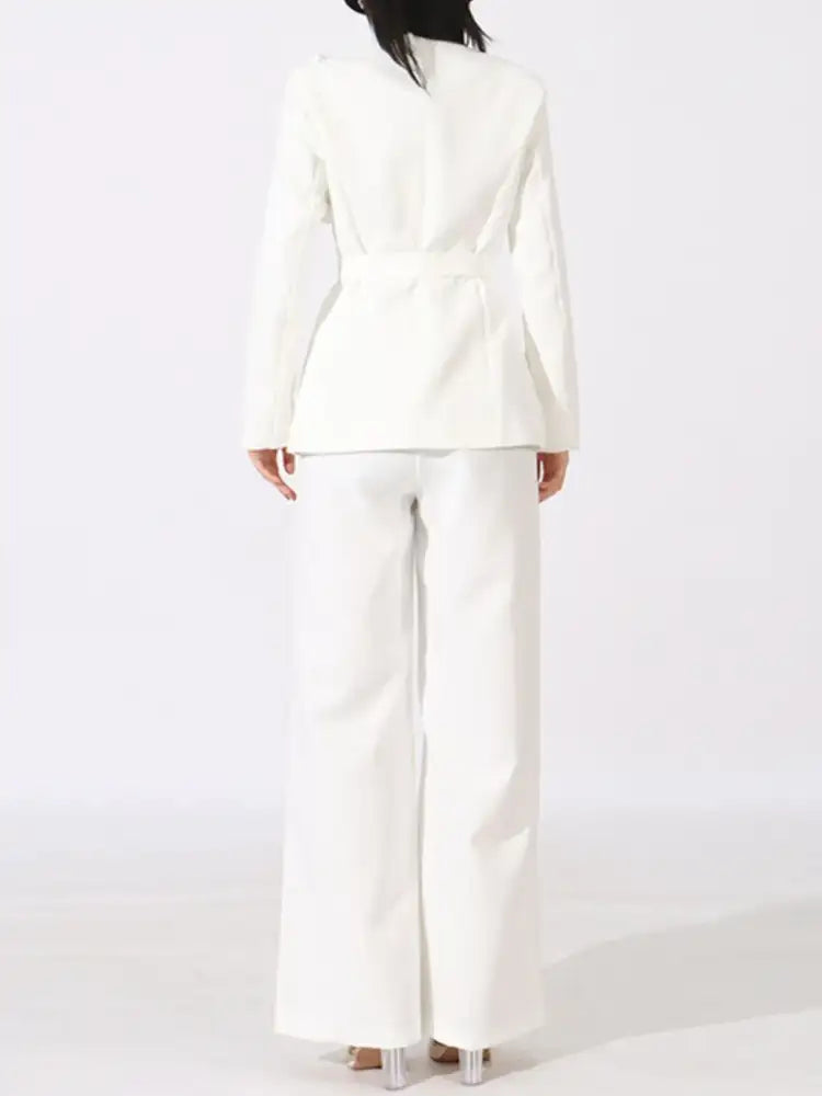 Flower Long Sleeve Blazer and Pants Set