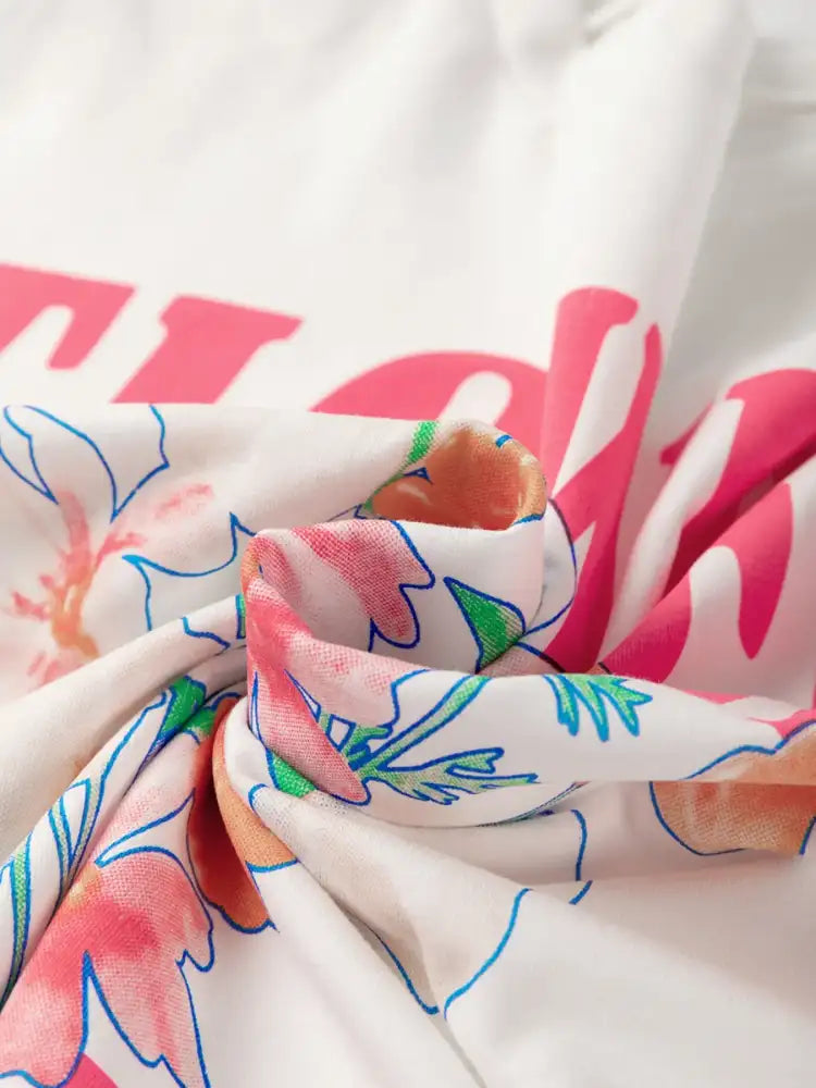 FLOWER MARKET Graphic Round Neck T Shirt