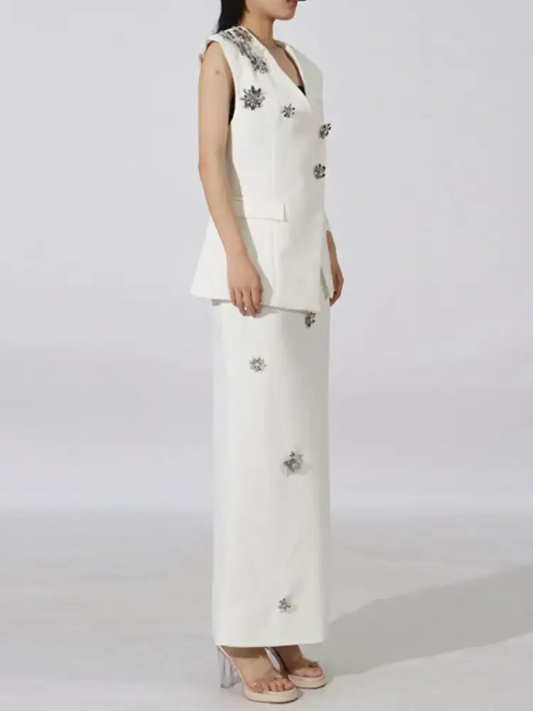 Flower Sleeveless Vest and Skirt Set