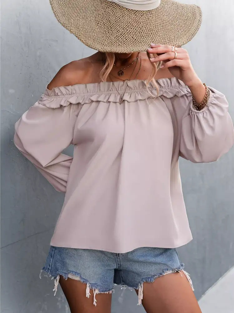 Frill Off-Shoulder Long Sleeve Blouse