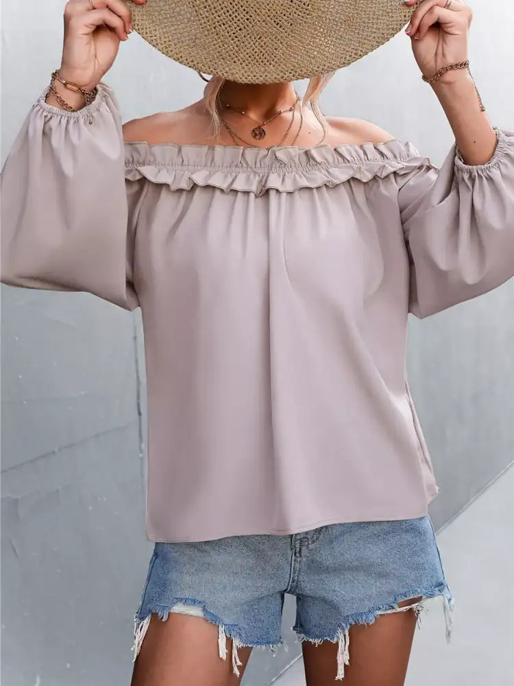 Frill Off-Shoulder Long Sleeve Blouse