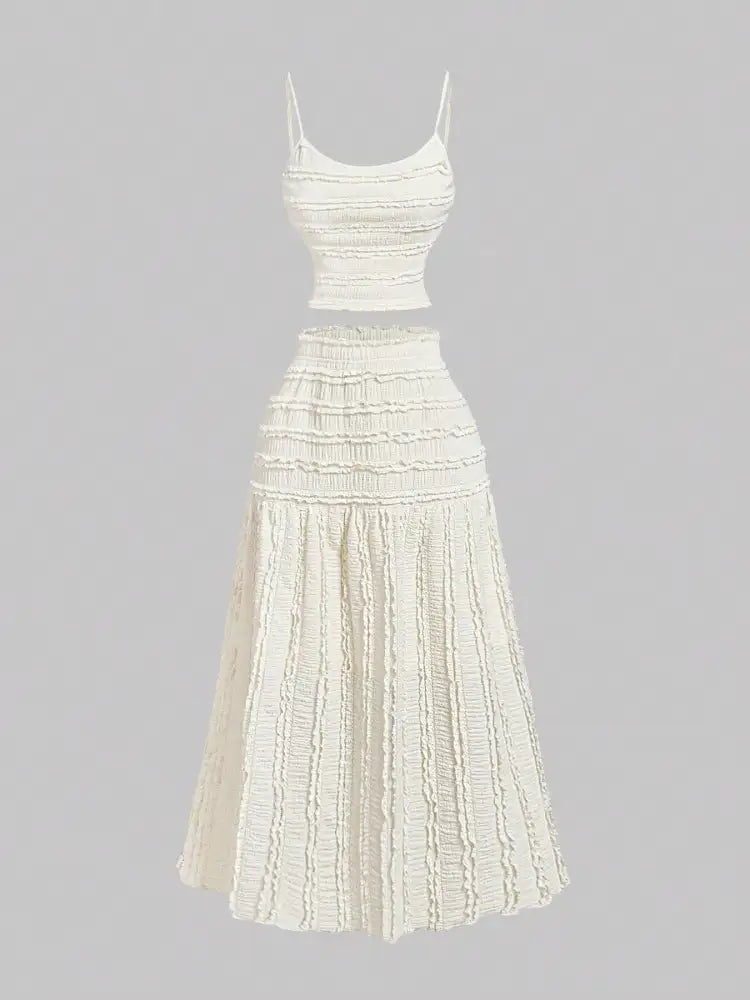 Frill Scoop Neck Cami and Skirt Set