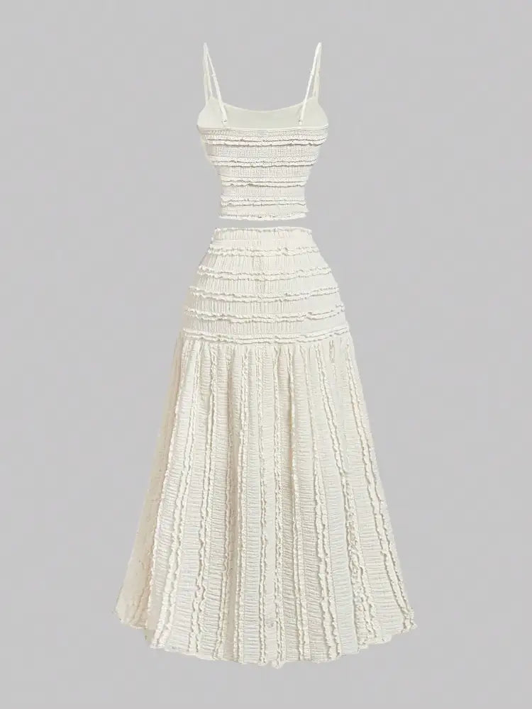 Frill Scoop Neck Cami and Skirt Set