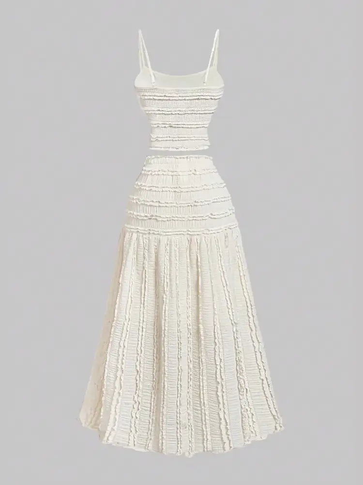 Frill Scoop Neck Cami and Skirt Set