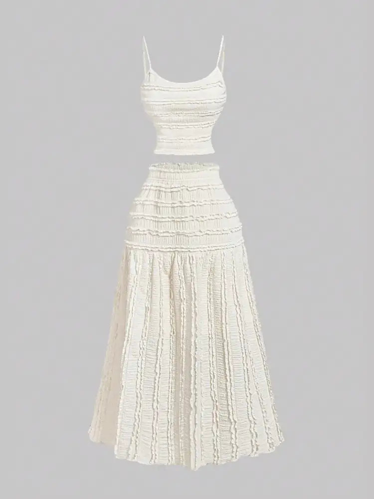 Frill Scoop Neck Cami and Skirt Set