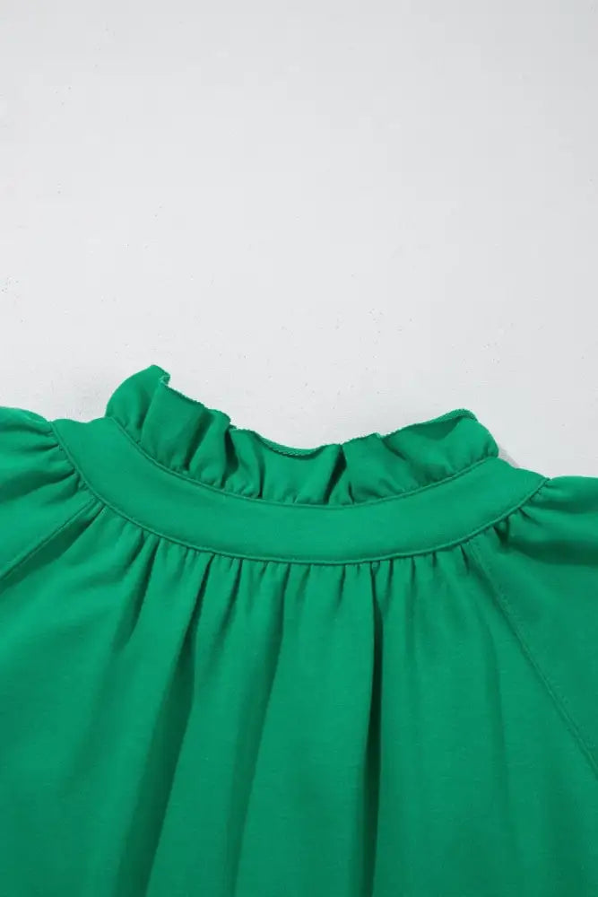 Frill Zip Front Puff Sleeve Top and Skort Set