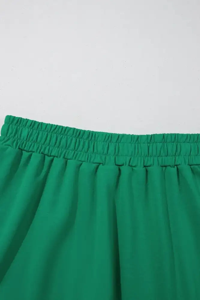 Frill Zip Front Puff Sleeve Top and Skort Set