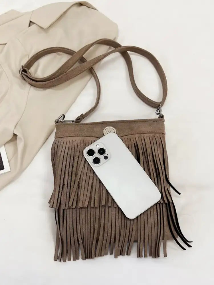 Fringe Adjustable Strap Crossbody Bag