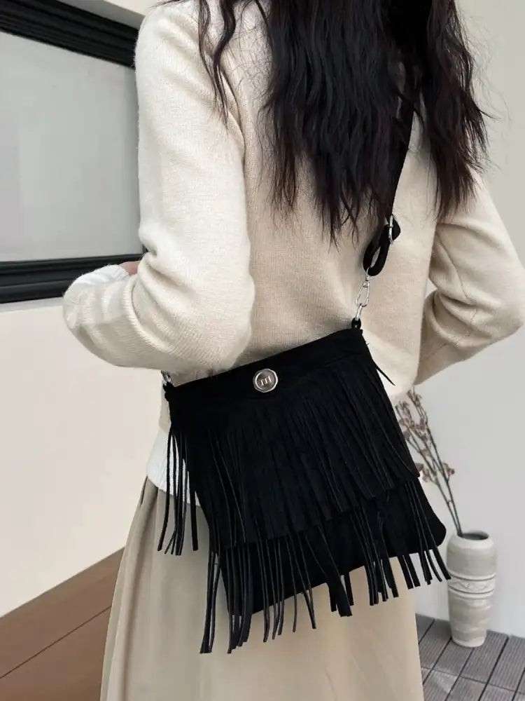 Fringe Adjustable Strap Crossbody Bag