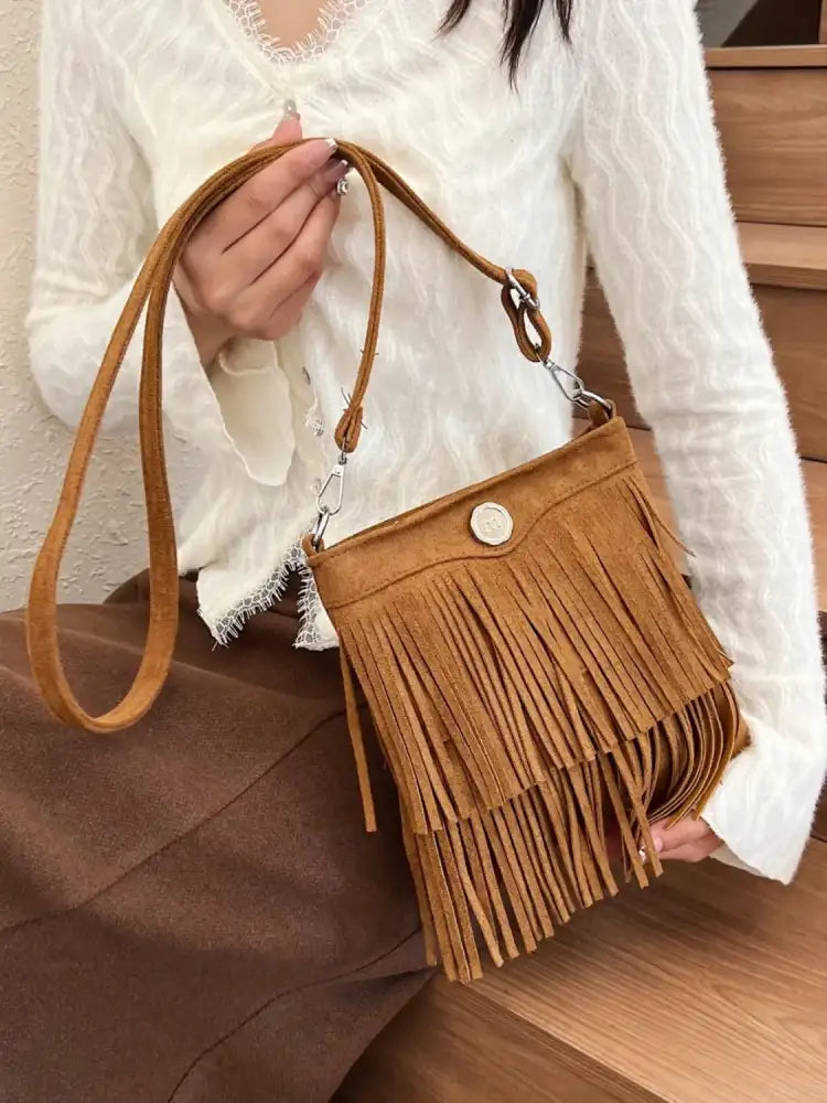 Fringe Adjustable Strap Crossbody Bag