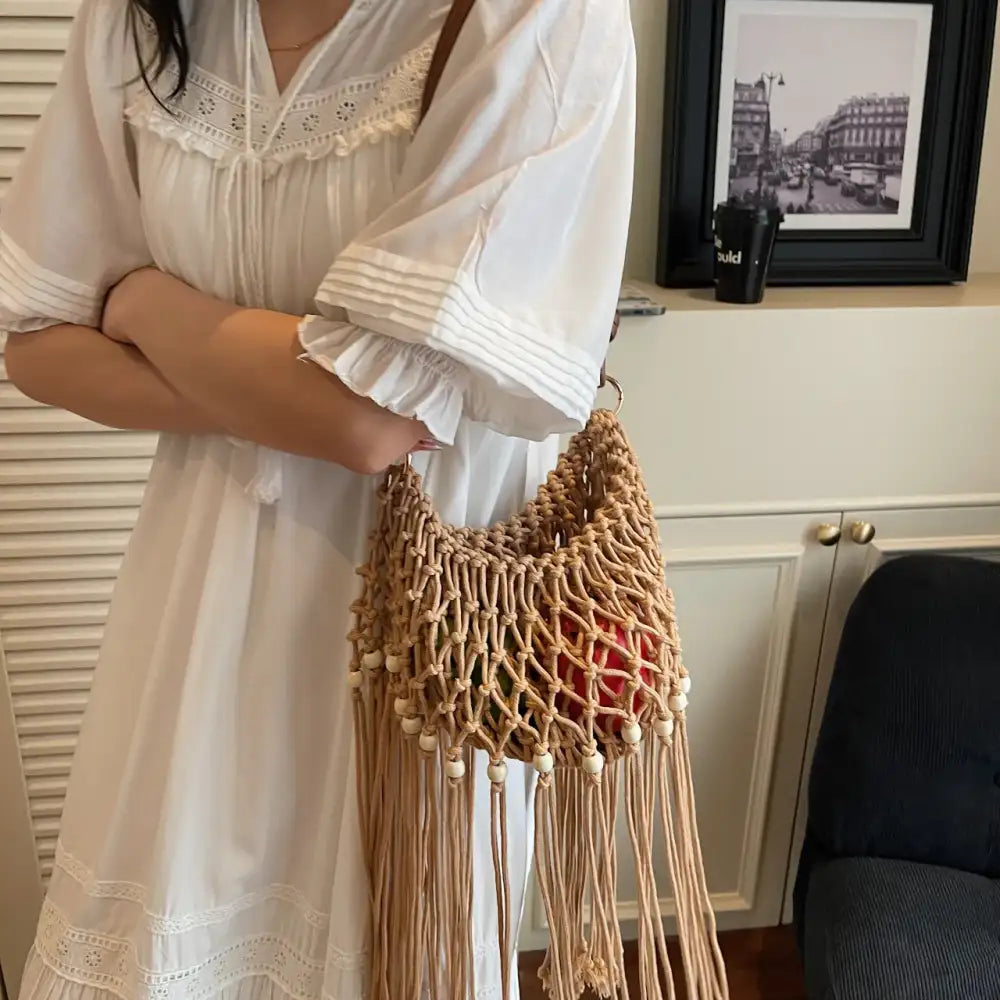 Fringe Net Shoulder Bag