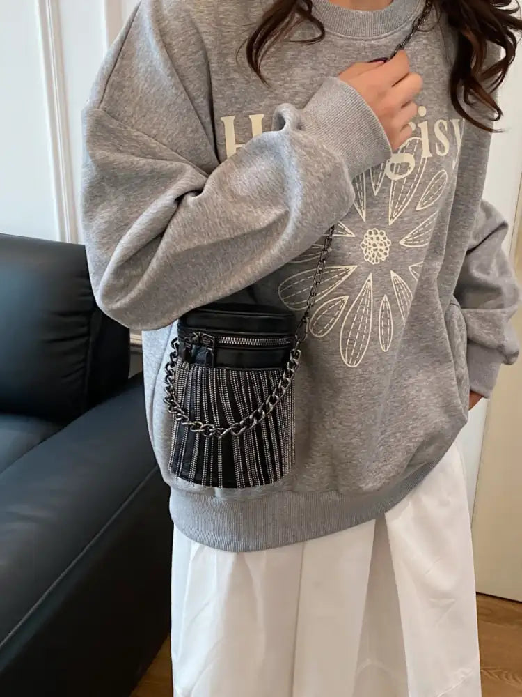 Fringe PU Leather Bucket Bag