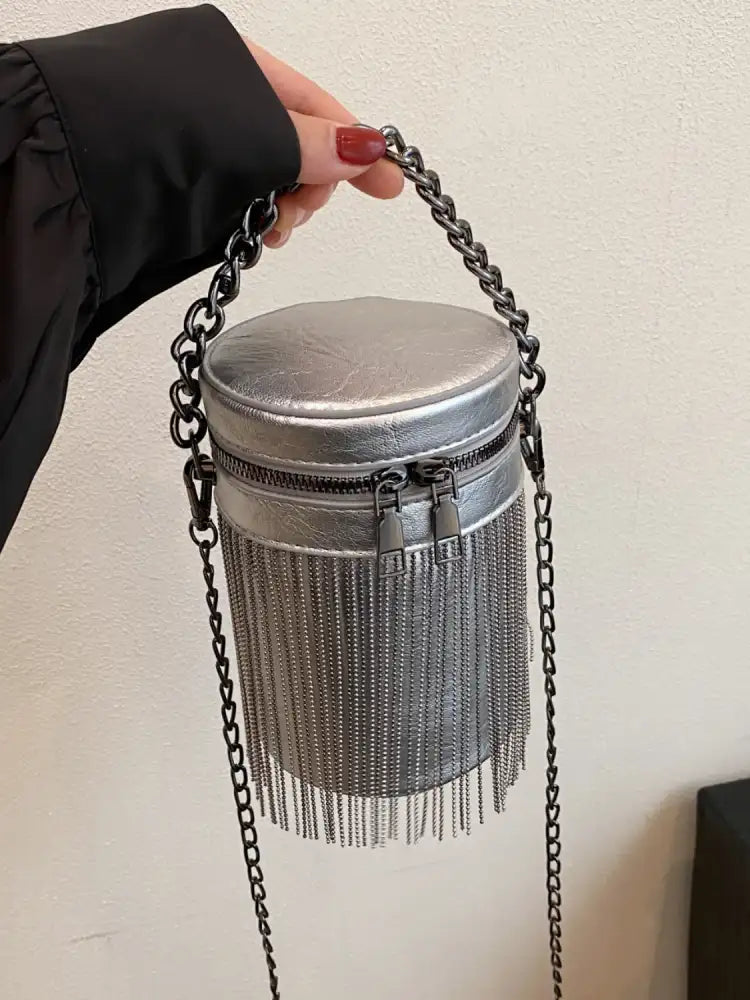 Fringe PU Leather Bucket Bag