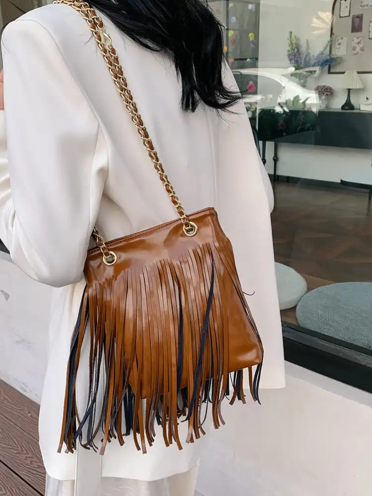 Fringe PU Leather Crossbody Bag