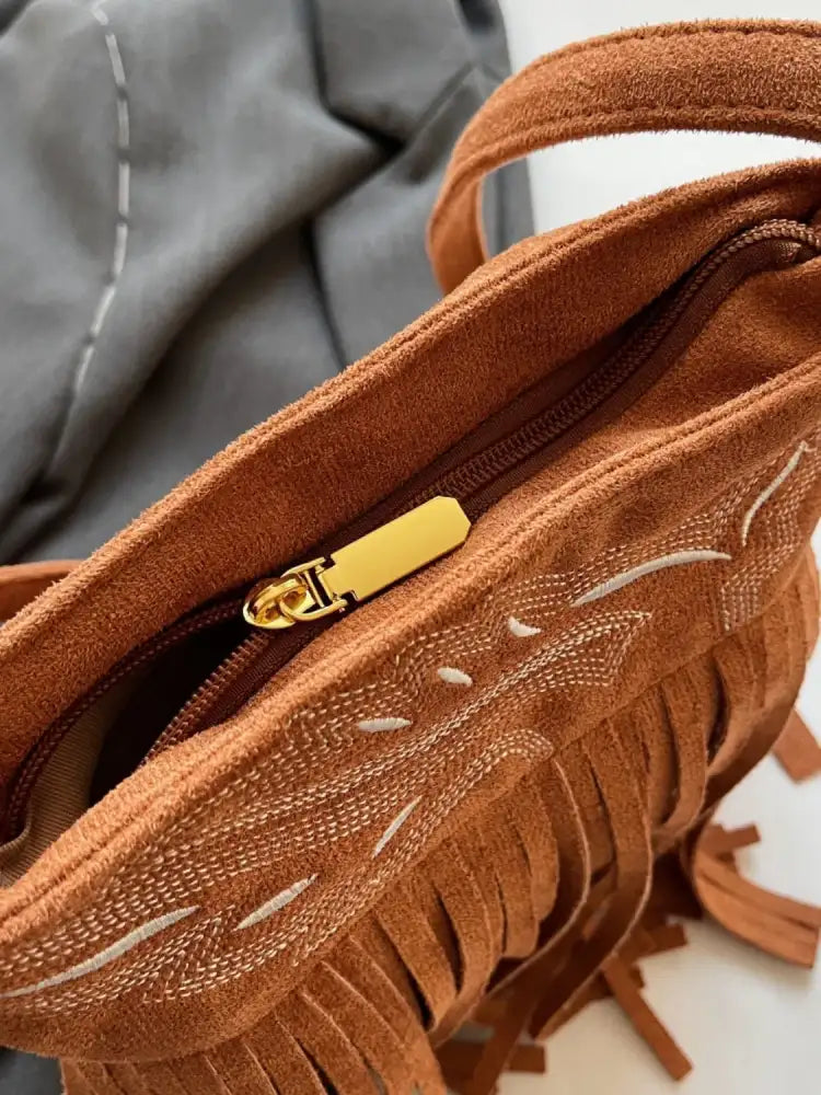 Fringe Solid Color Shoulder Bag