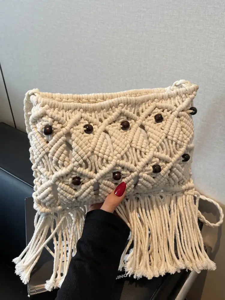 Fringe Woven Crossbody Bag