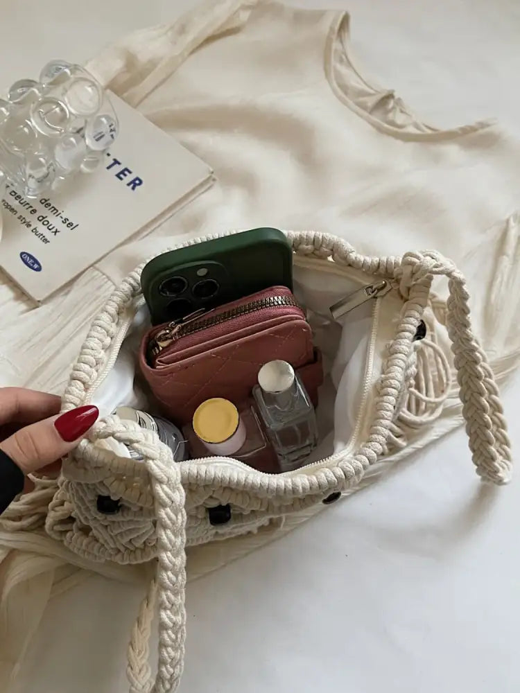 Fringe Woven Crossbody Bag