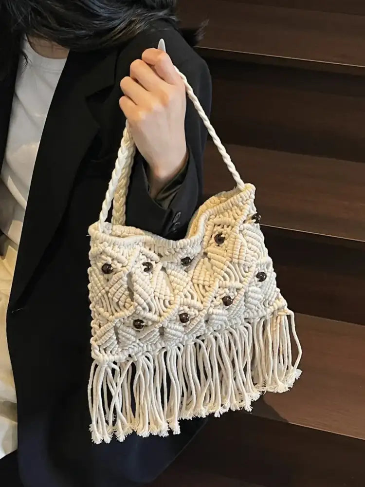 Fringe Woven Crossbody Bag