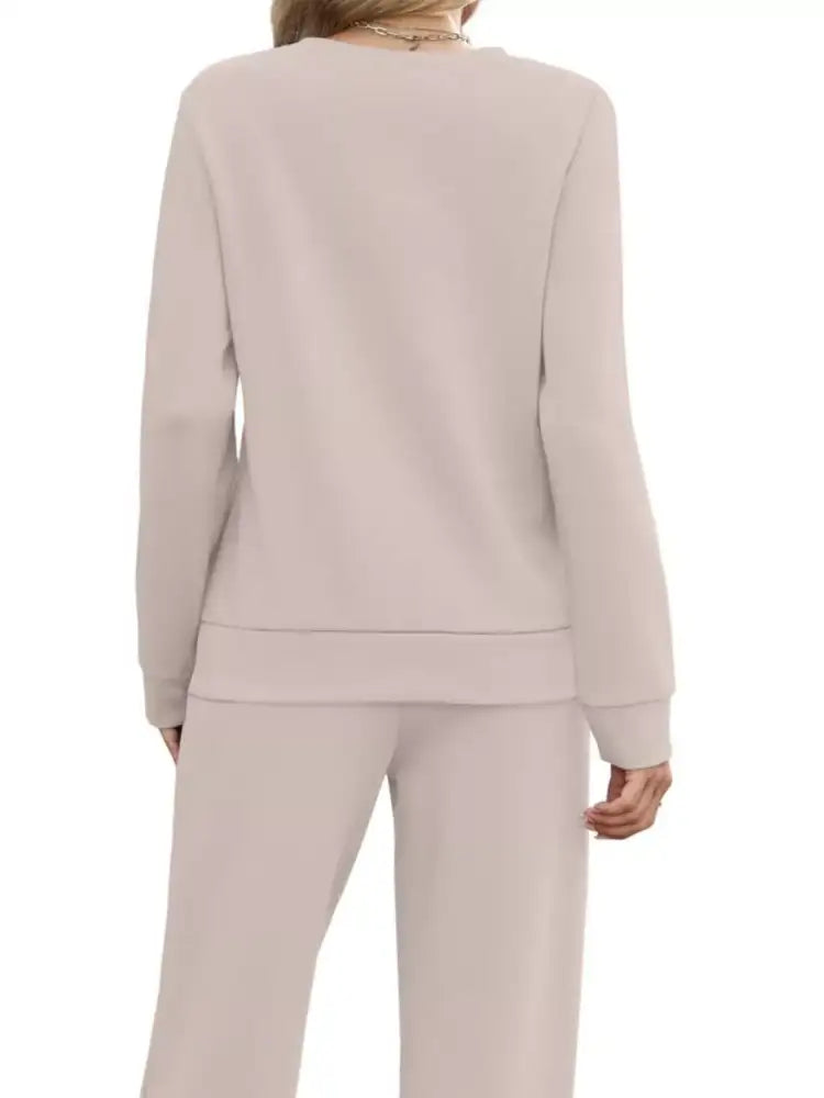 Full Size Casual Long Sleeve Top and Pants Set Plus