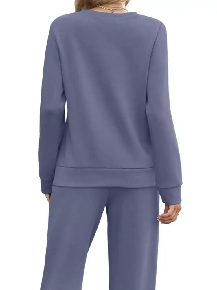 Full Size Casual Long Sleeve Top and Pants Set Plus