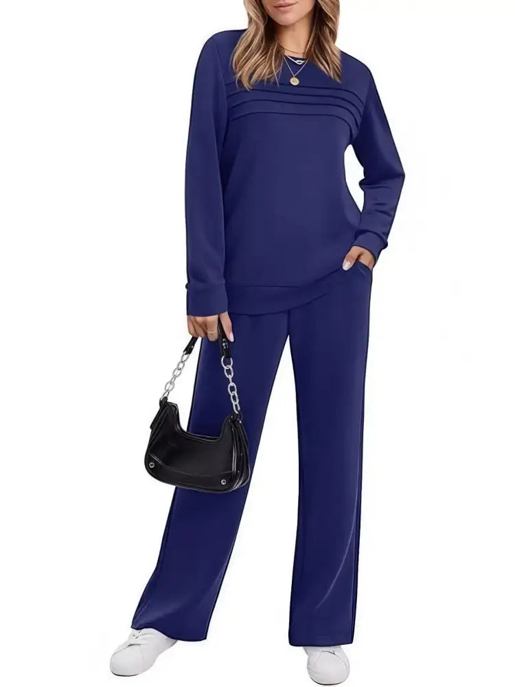 Full Size Casual Long Sleeve Top and Pants Set Plus