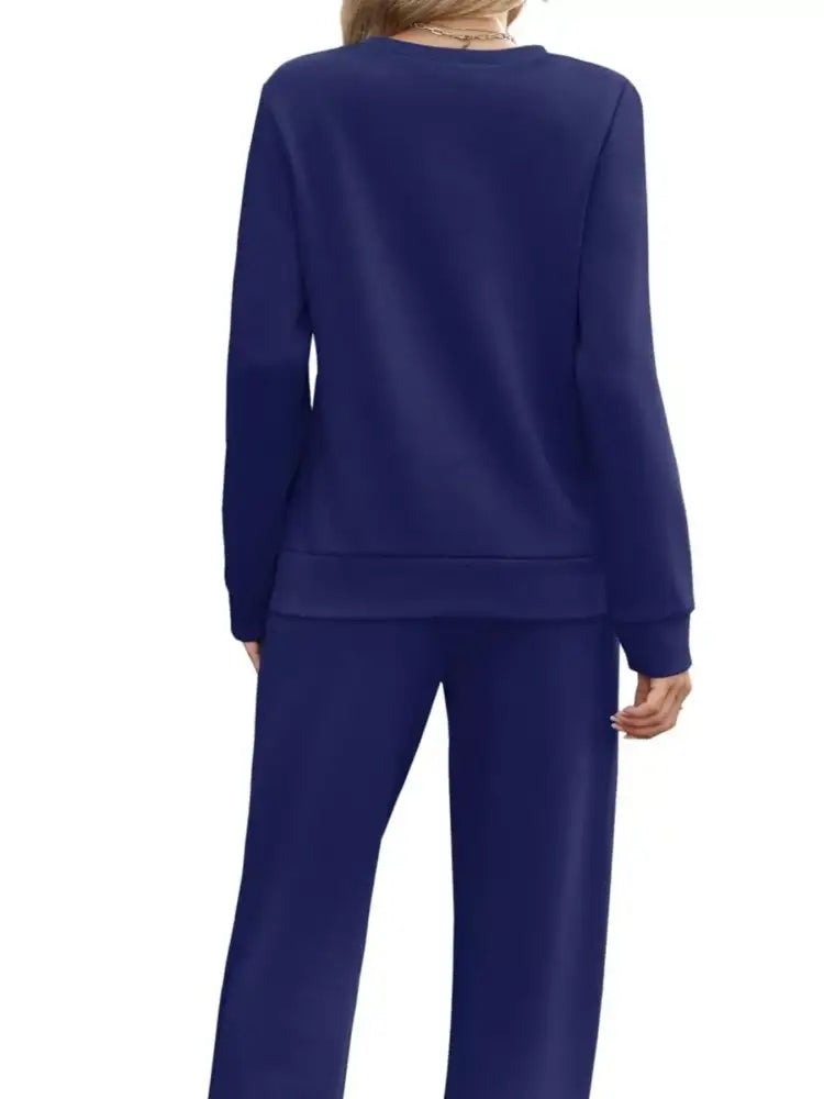 Full Size Casual Long Sleeve Top and Pants Set Plus