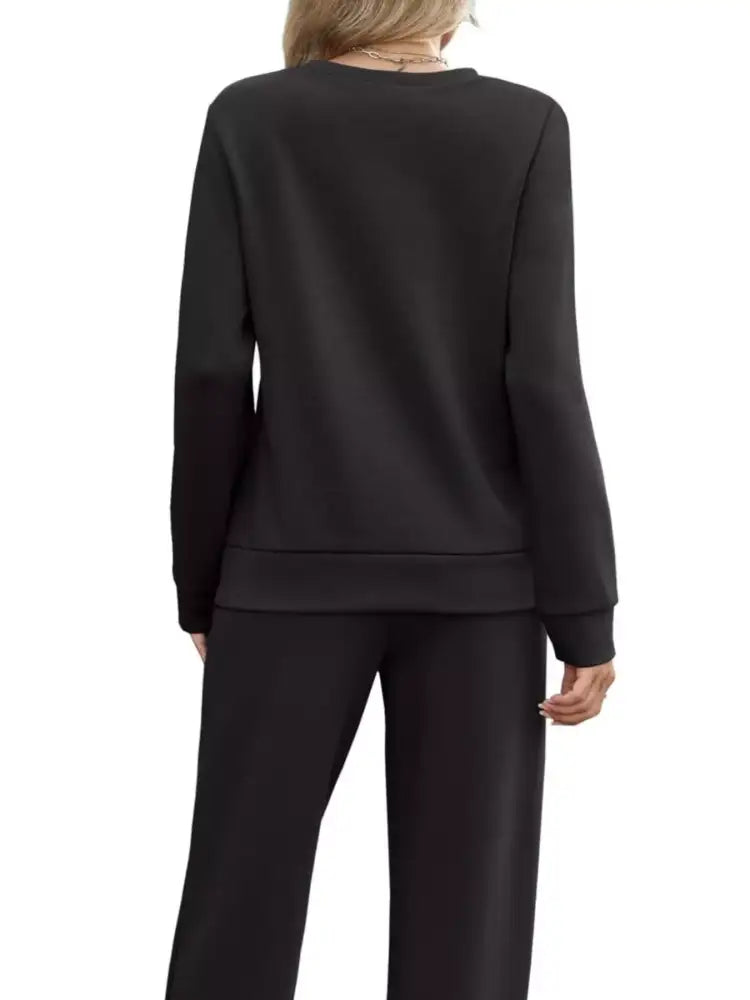 Full Size Casual Long Sleeve Top and Pants Set Plus