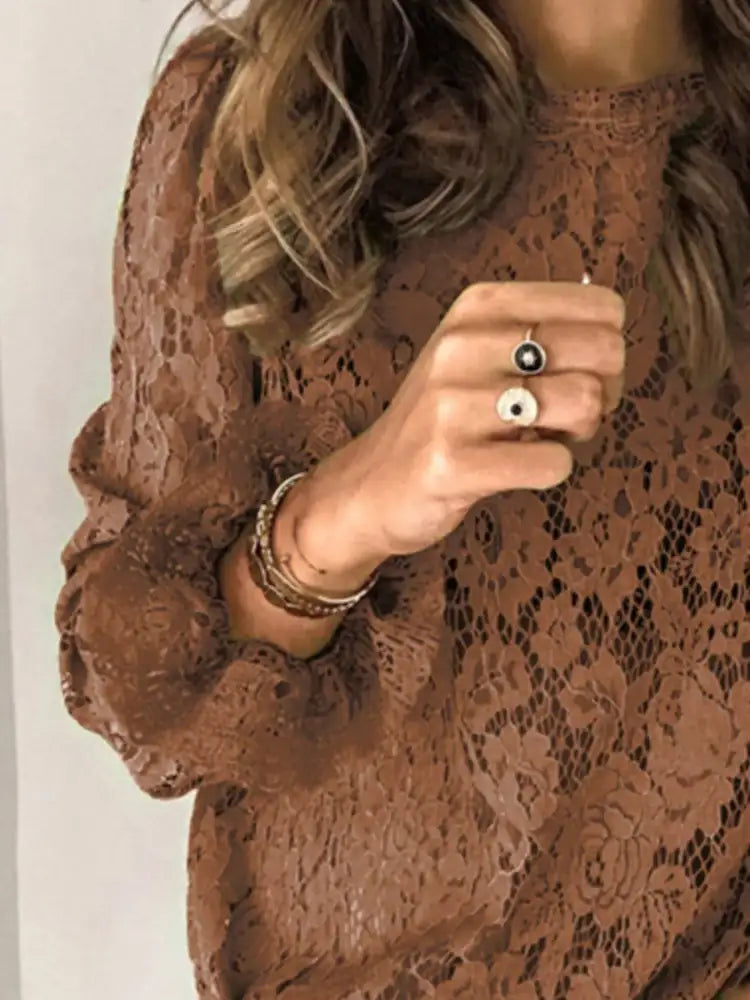 Full Size Floral Lace Flounce Sleeve Blouse Plus