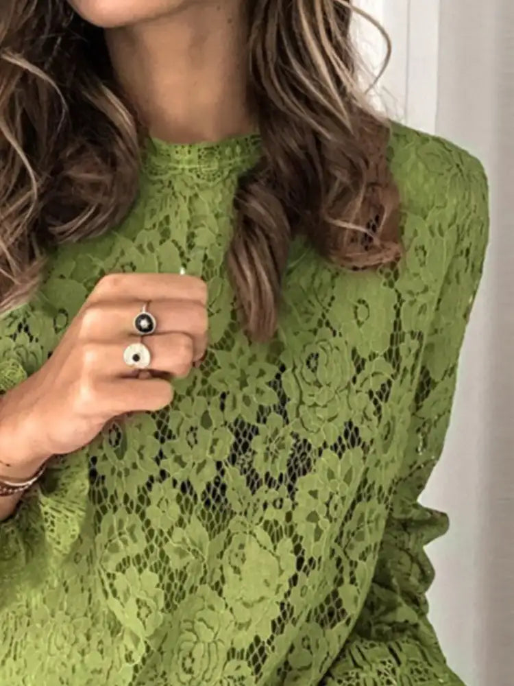 Full Size Floral Lace Flounce Sleeve Blouse Plus