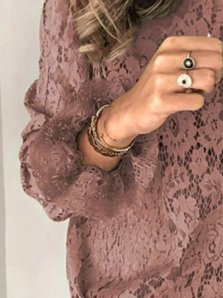 Full Size Floral Lace Flounce Sleeve Blouse Plus