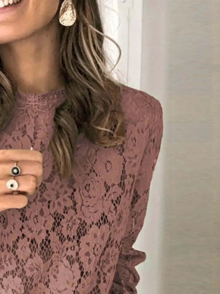 Full Size Floral Lace Flounce Sleeve Blouse Plus