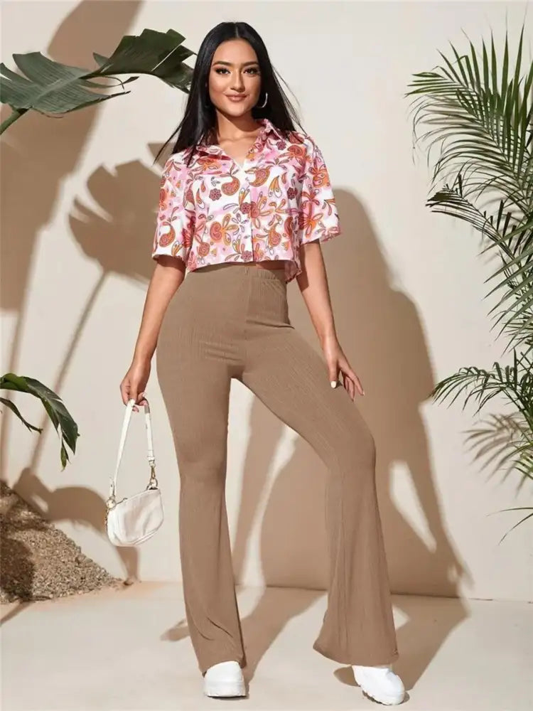 Full Size High-Waist Flare Active Pants Plus