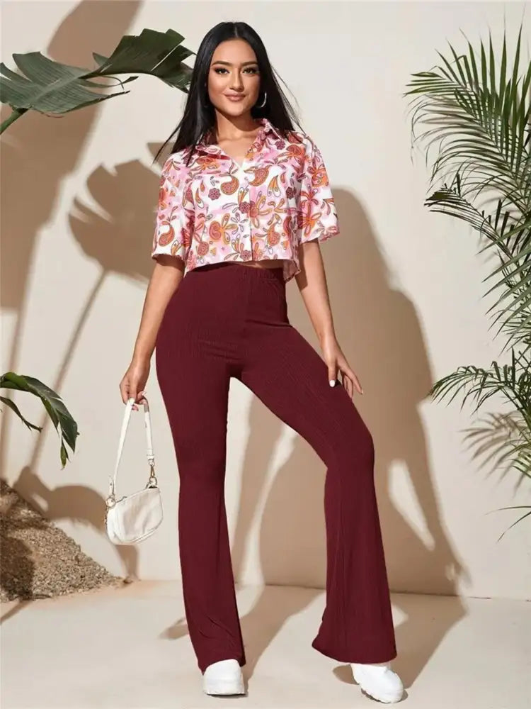 Full Size High-Waist Flare Active Pants Plus