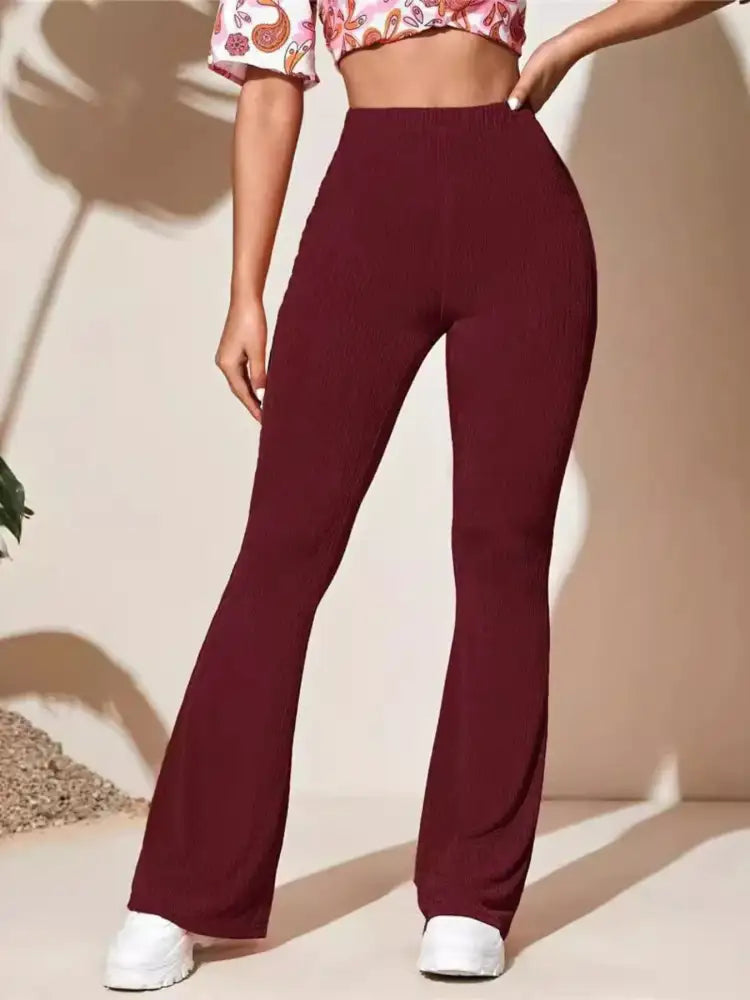 Full Size High-Waist Flare Active Pants Plus