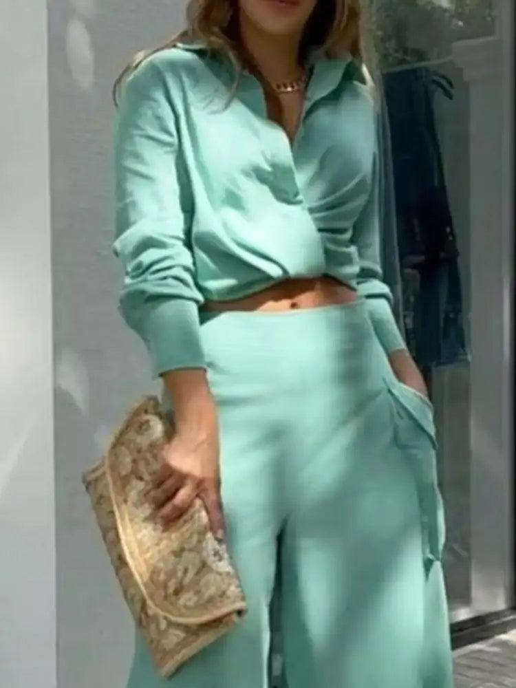 Full Size Long Sleeve Top and Pants Set Plus