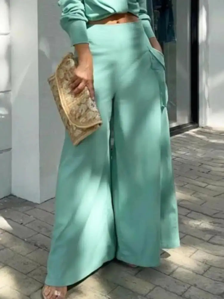 Full Size Long Sleeve Top and Pants Set Plus