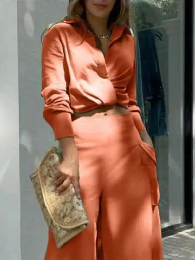 Full Size Long Sleeve Top and Pants Set Plus