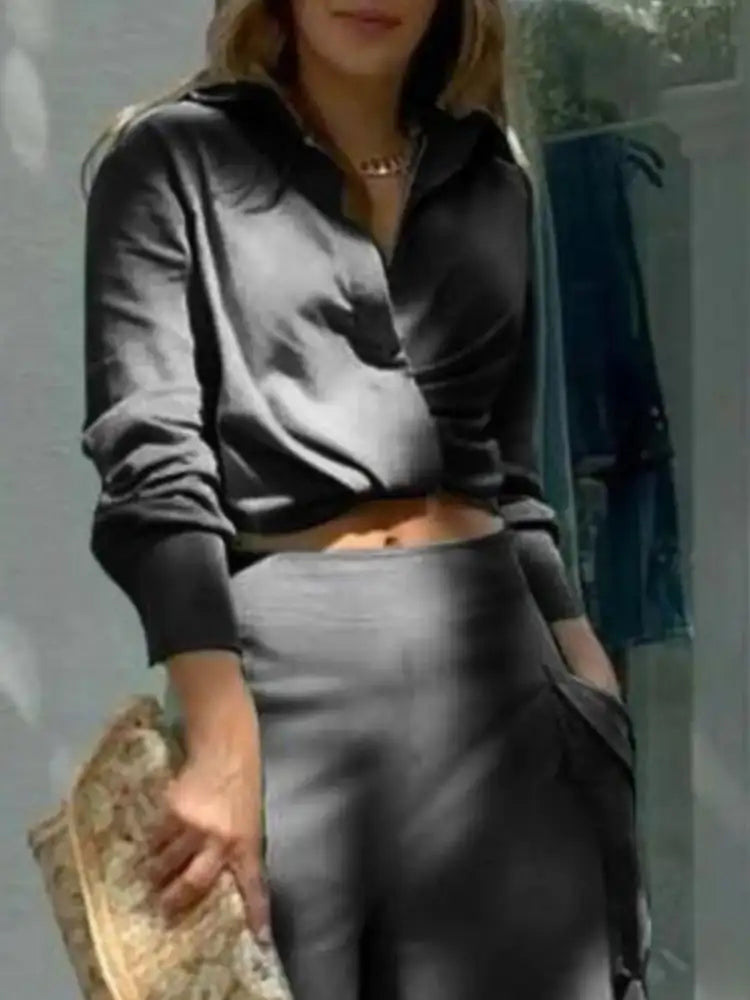 Full Size Long Sleeve Top and Pants Set Plus