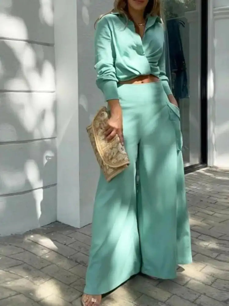 Full Size Long Sleeve Top and Pants Set Plus