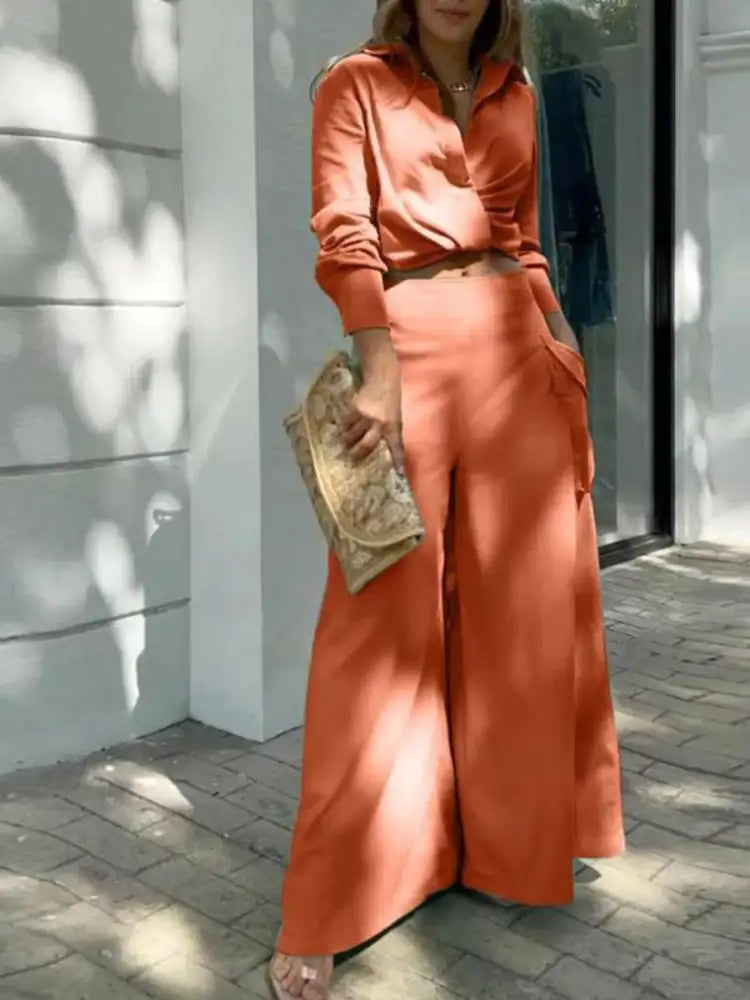 Full Size Long Sleeve Top and Pants Set Plus