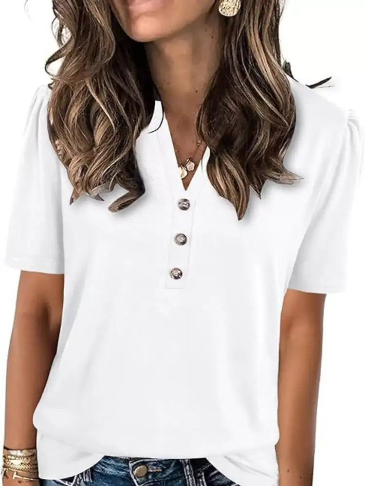 Full Size Notched Short Sleeve Blouse Plus