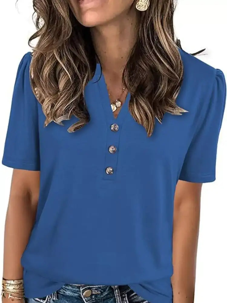 Full Size Notched Short Sleeve Blouse Plus