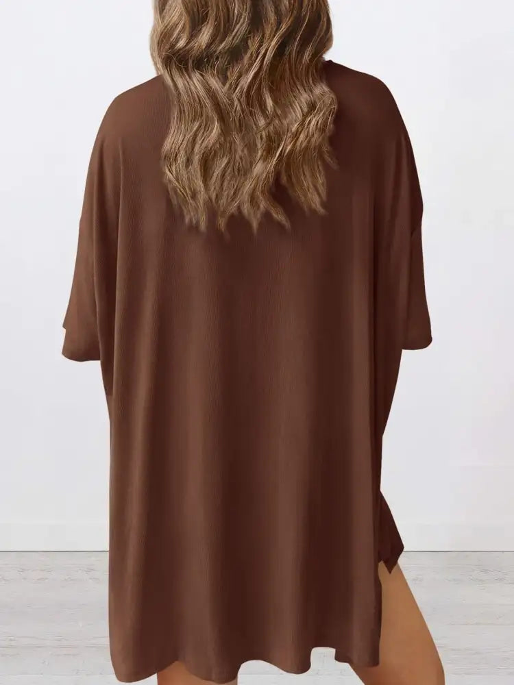 Full Size Oversized Round Neck Top and Shorts Set Plus